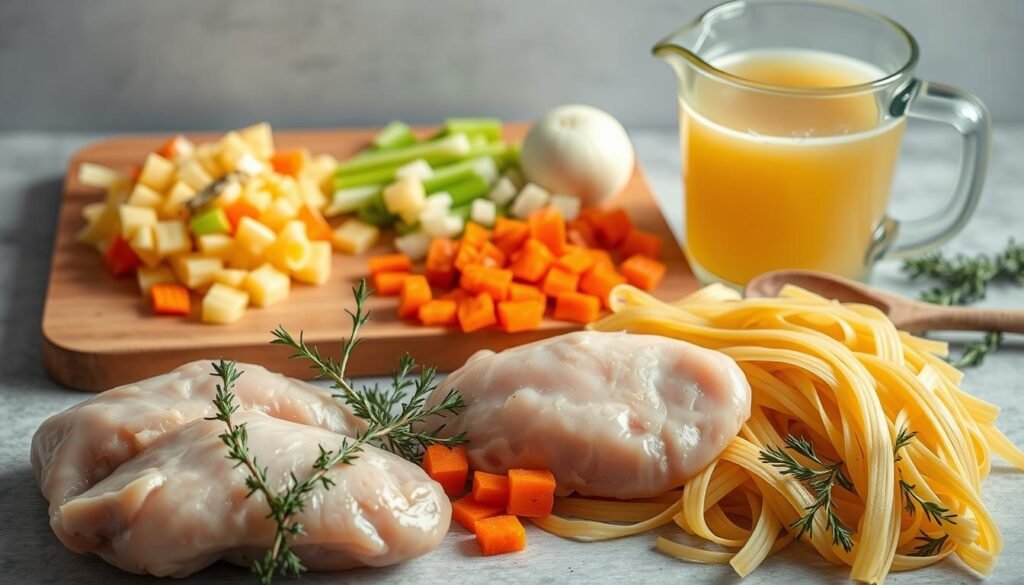 Ingredients for Creamy Chicken Noodle Soup