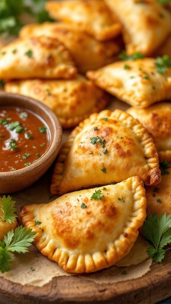 Delicious crispy cheese empanadas served with salsa