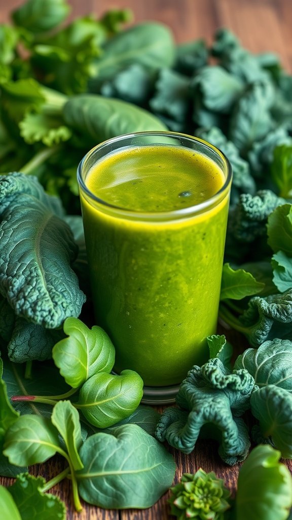 A refreshing green detox smoothie made with spinach and kale