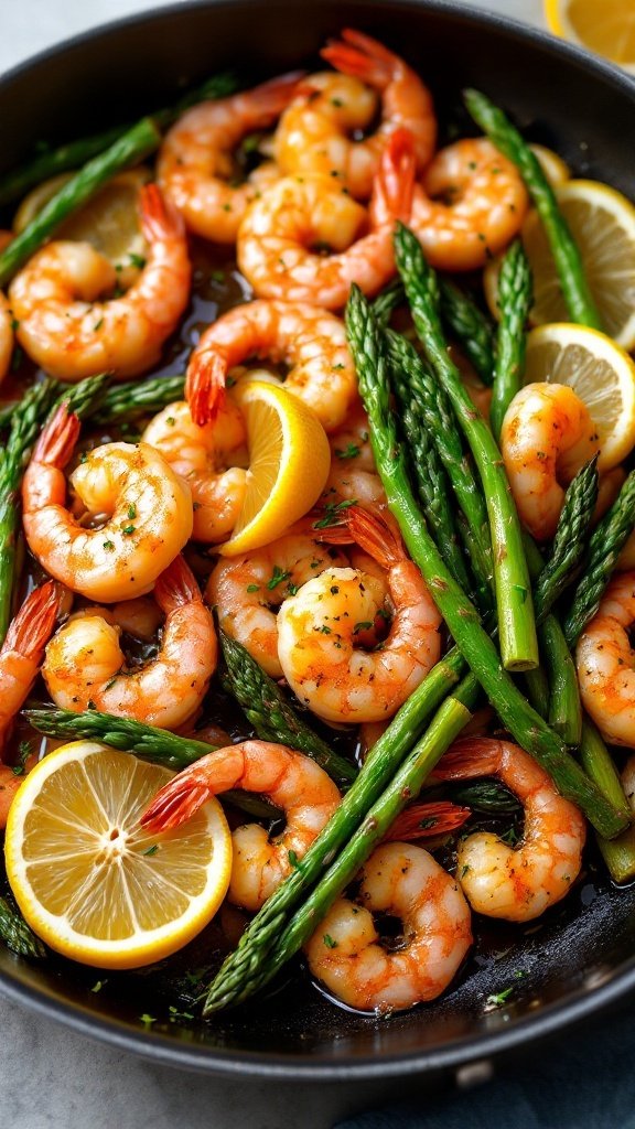 Lemon Garlic Shrimp with Asparagus skillet dinner