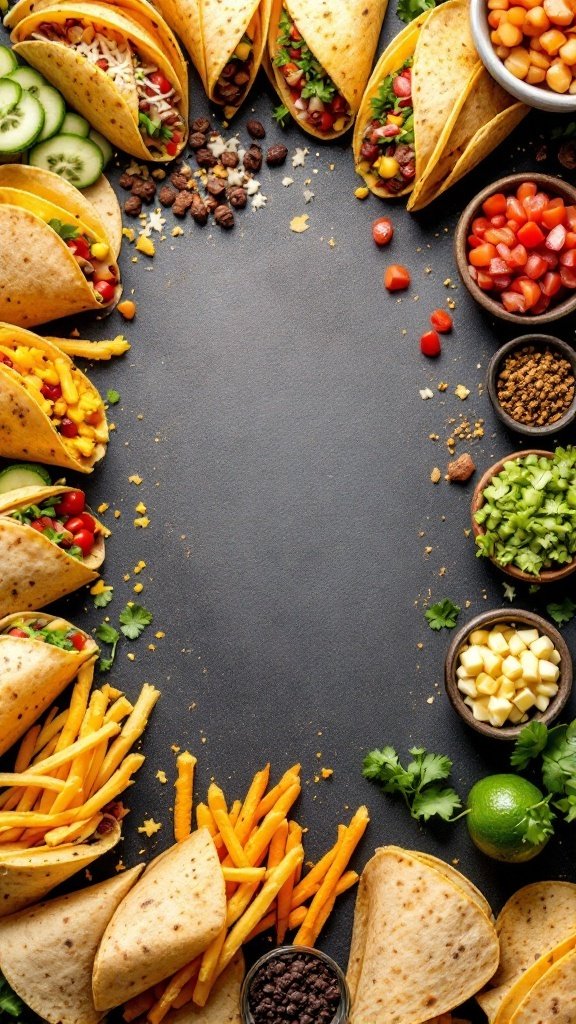 Mini taco shells ready to be filled with various toppings.