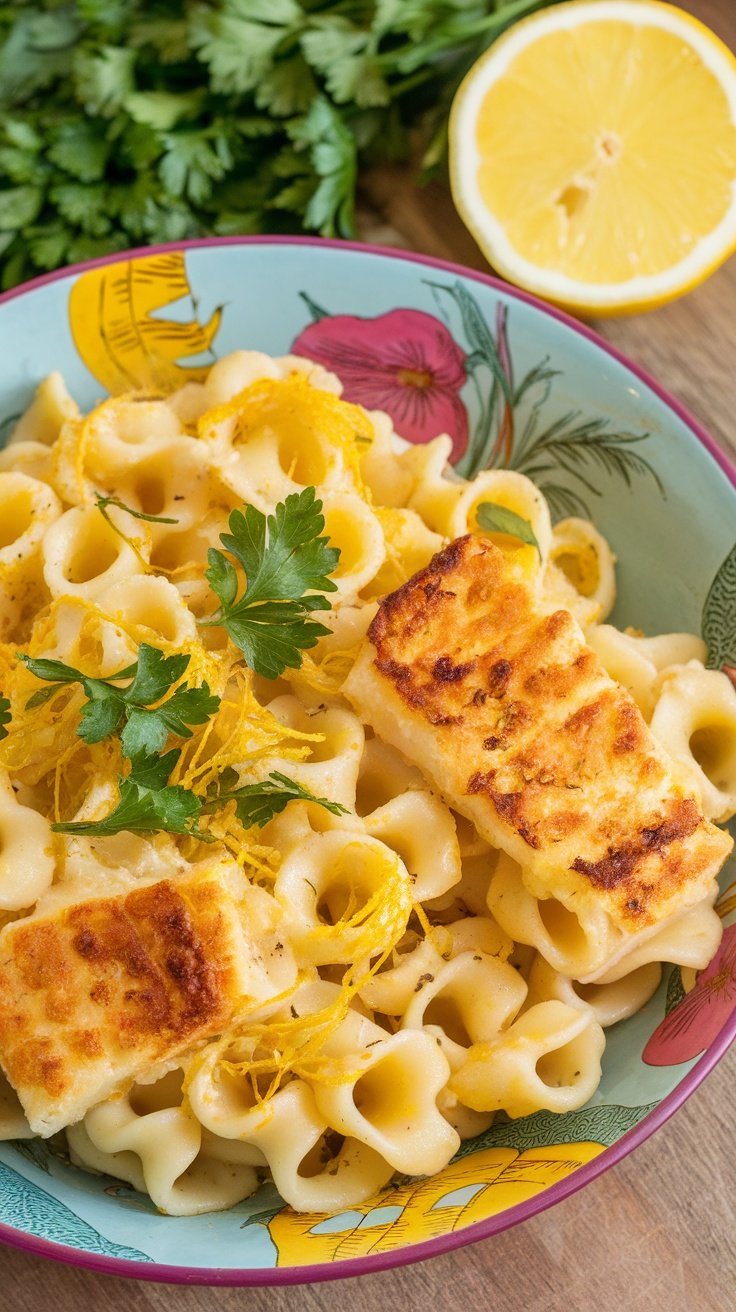 One-Pan Lemon Garlic Pasta with fresh herbs and lemon slices