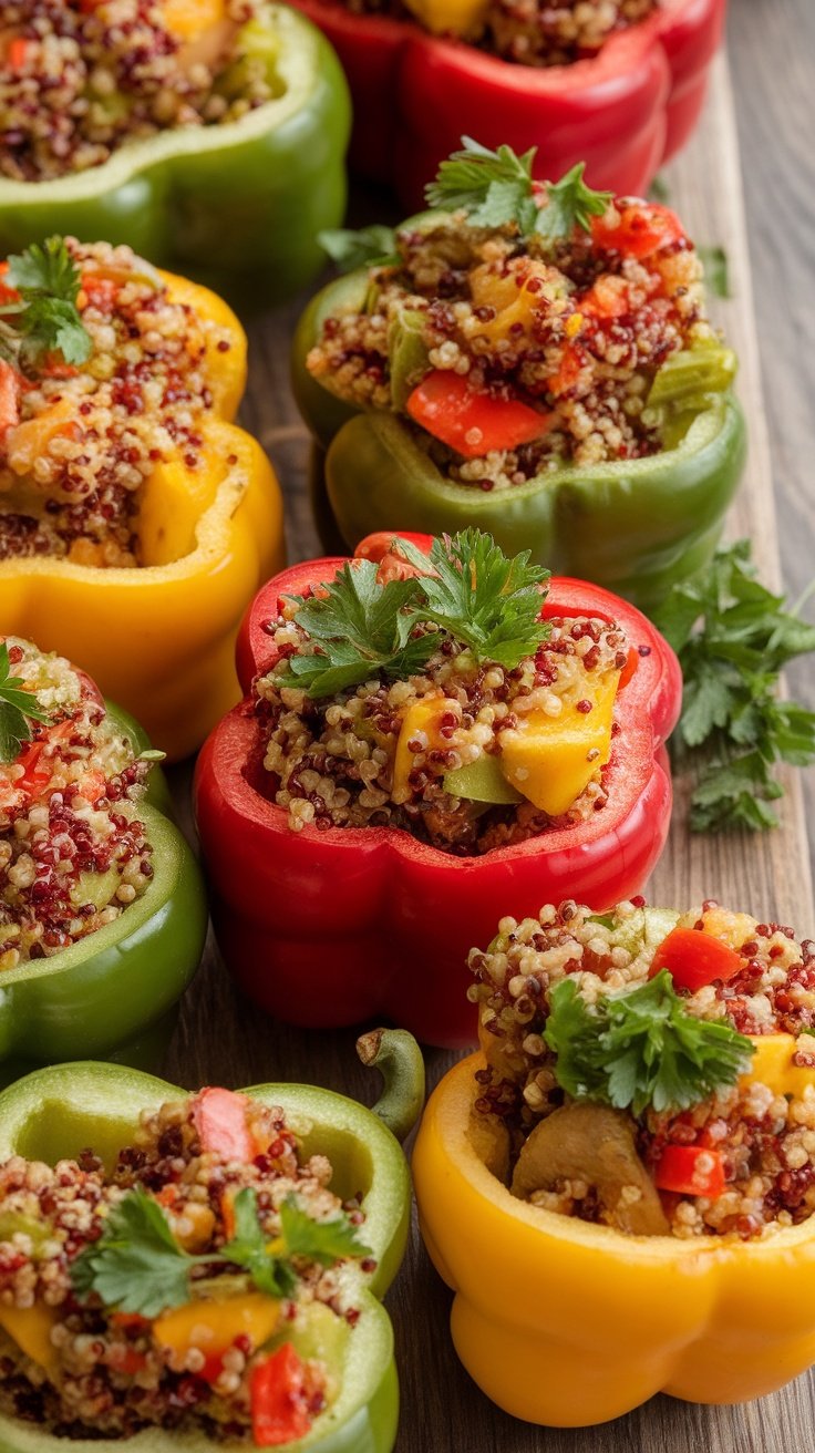 Quinoa-Stuffed Bell Peppers in various colors