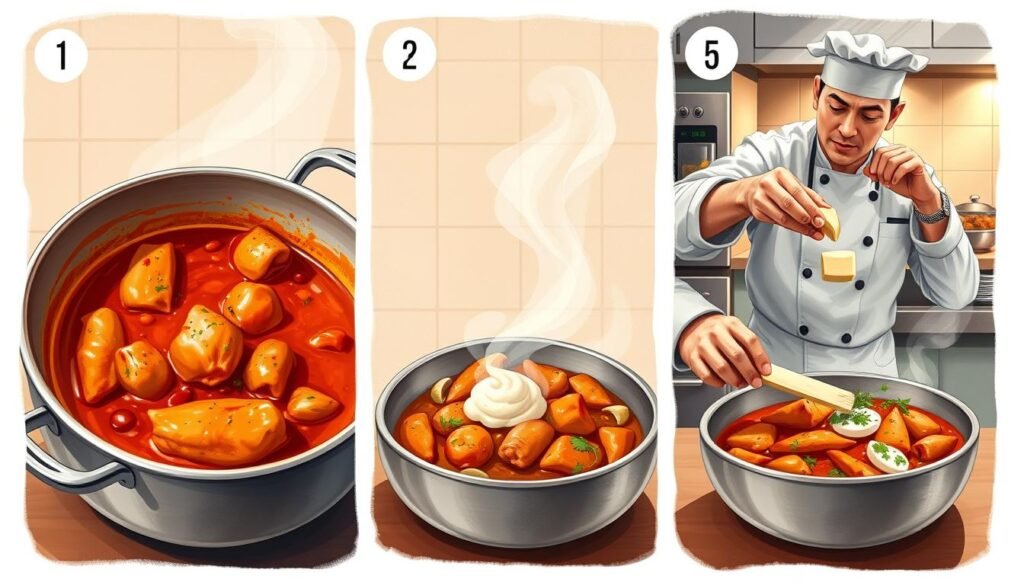 step-by-step cooking process