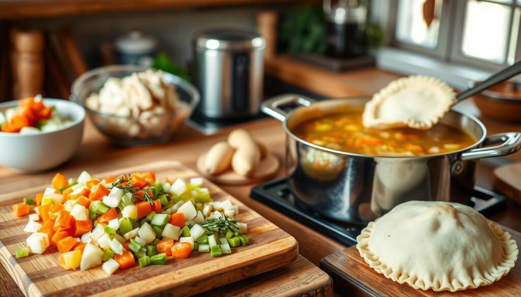 step-by-step guide for pot pie soup