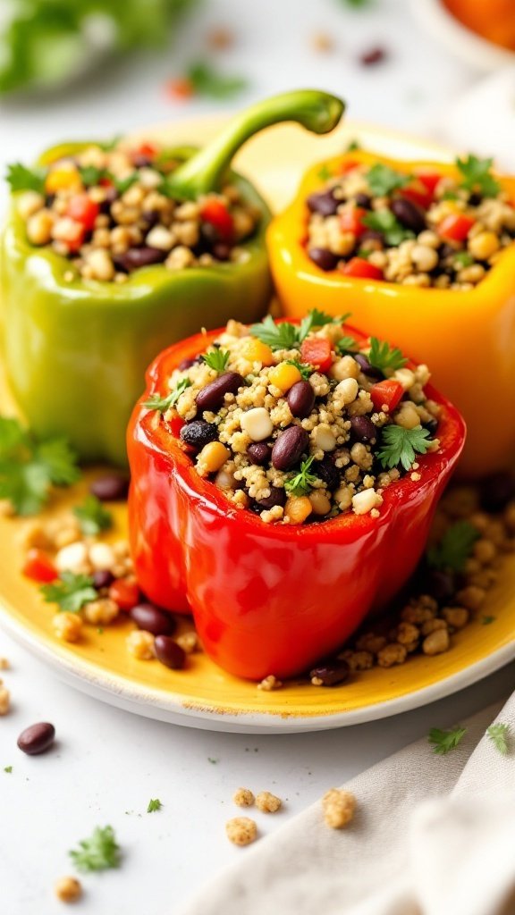 Stuffed bell peppers filled with quinoa and vegetables