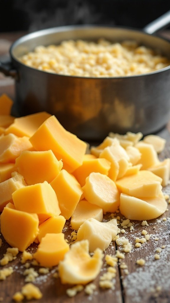 A pot of soup simmering with cheese rinds and vegetables