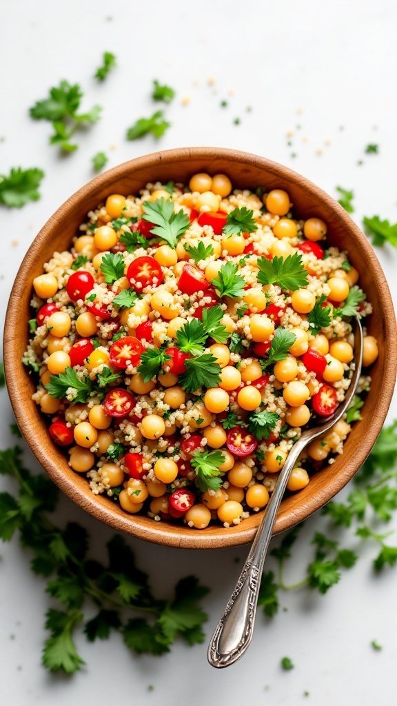 Chickpea and Quinoa Salad with fresh vegetables