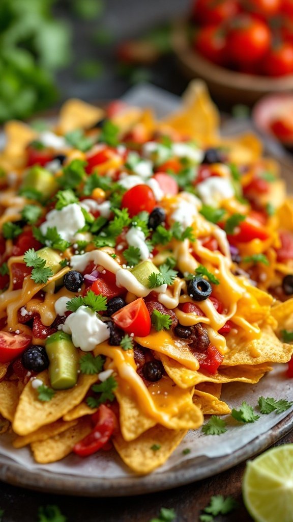 Lightened-up loaded nachos with toppings