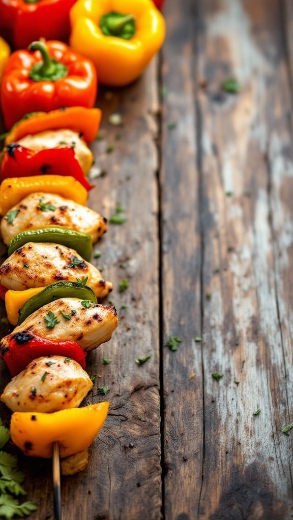 Zesty Lemon Herb Chicken Skewers with colorful bell peppers