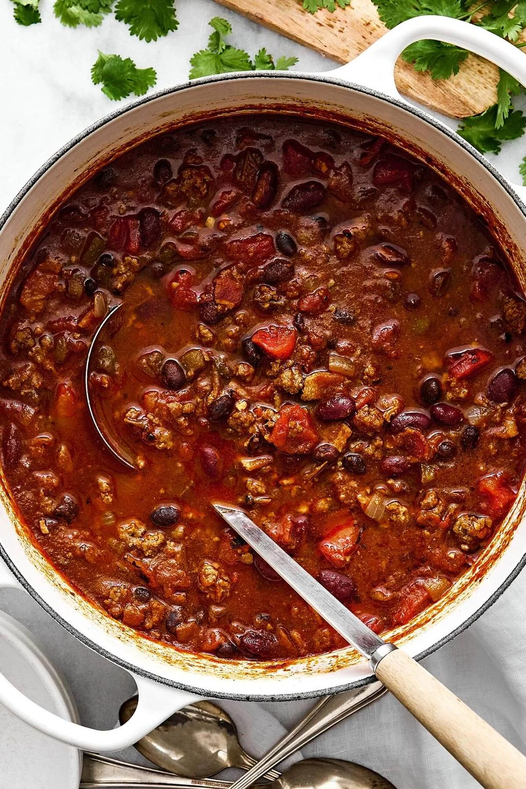 Pot of beef chili