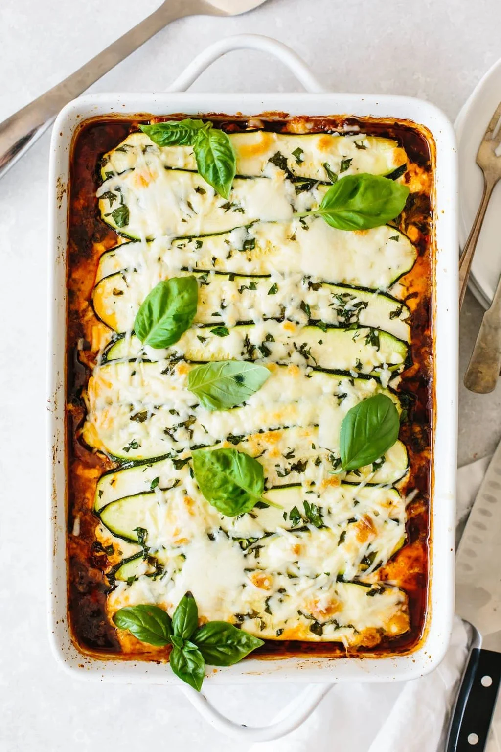 Zucchini lasagna with basil