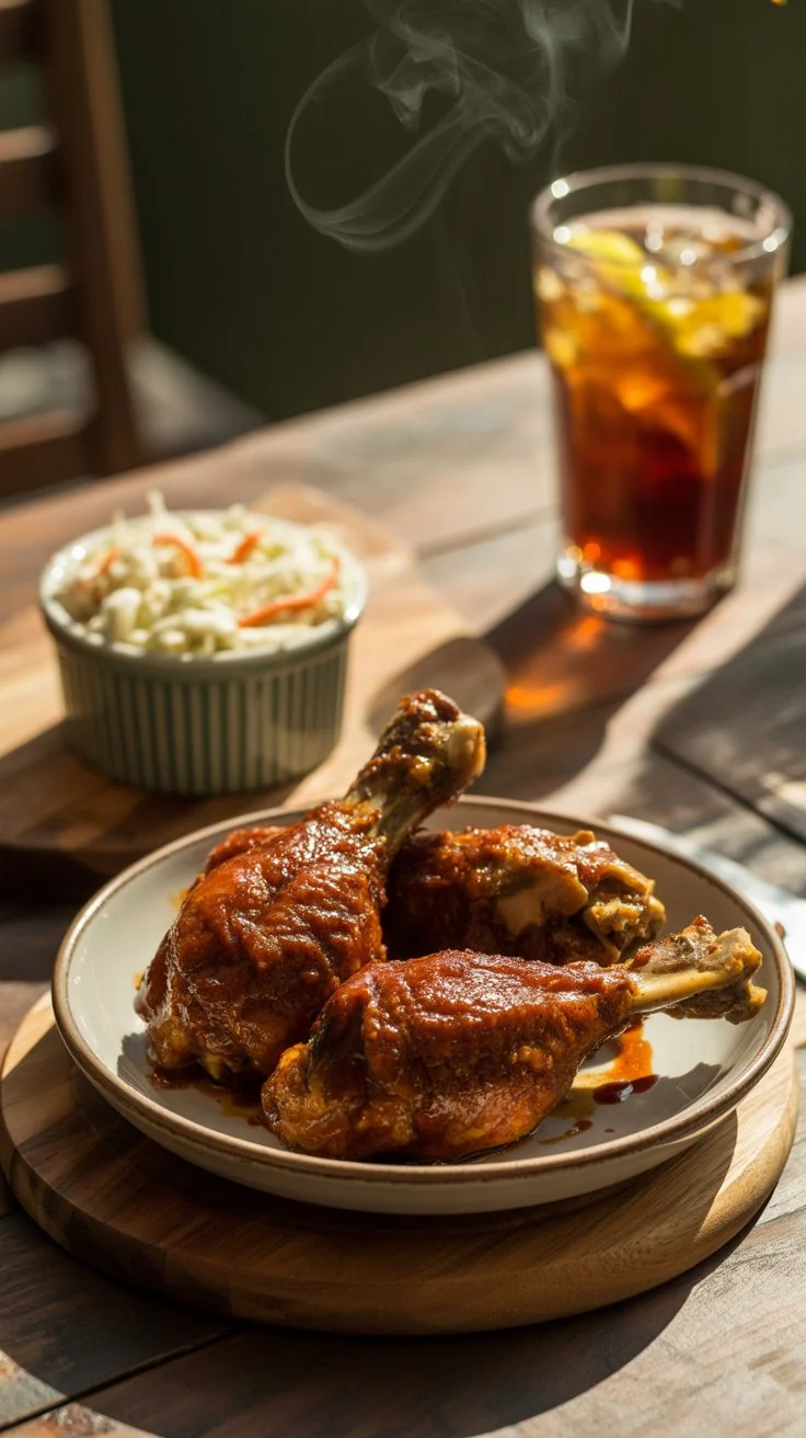 Golden brown roasted chicken drumsticks arranged on a platter for party planning