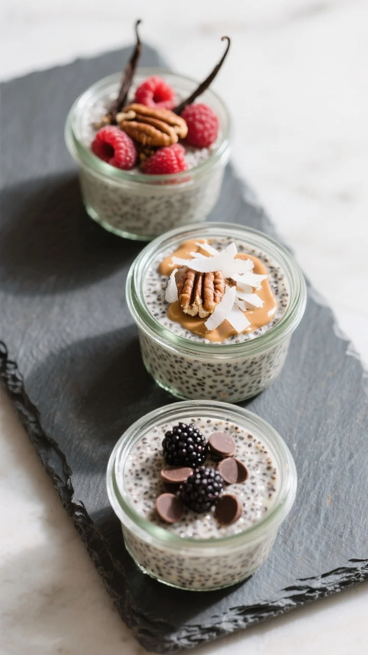 Final dish presentation: Restaurant-quality plated trio of make-ahead servings—three small clear j