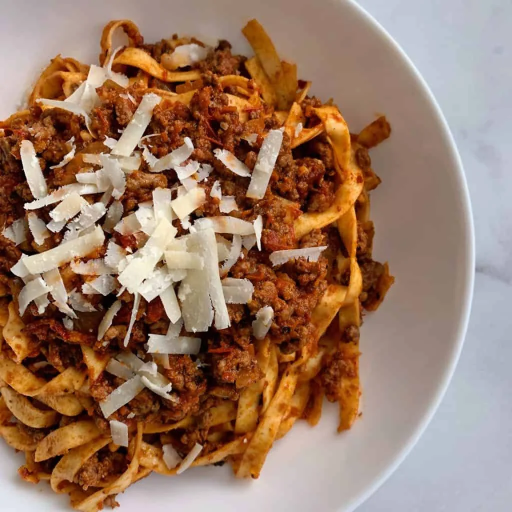 Fettuccine Bolognese high protein pasta