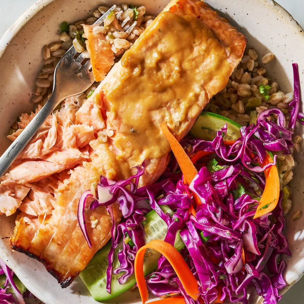 Miso Salmon Farro Bowl