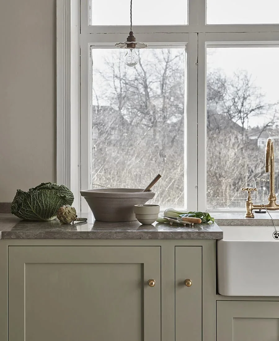 Scandinavian style green shaker kitchen