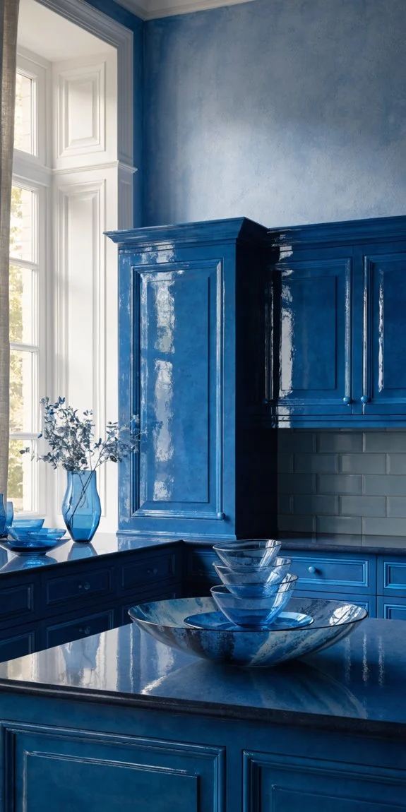 blue accent wall creates depth and calm