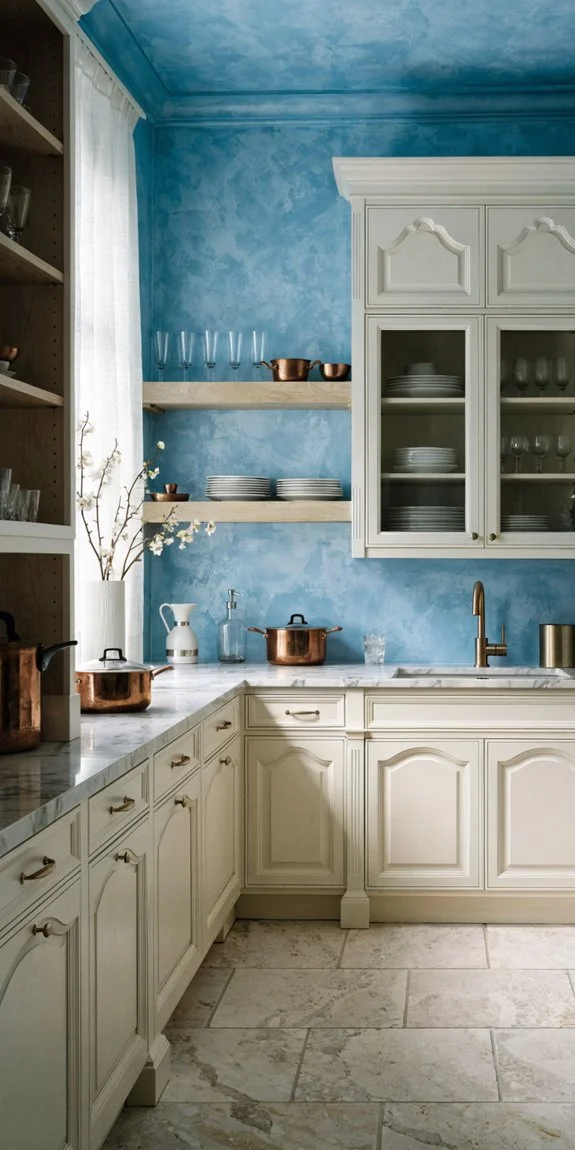 blue hues blend with warm neutrals