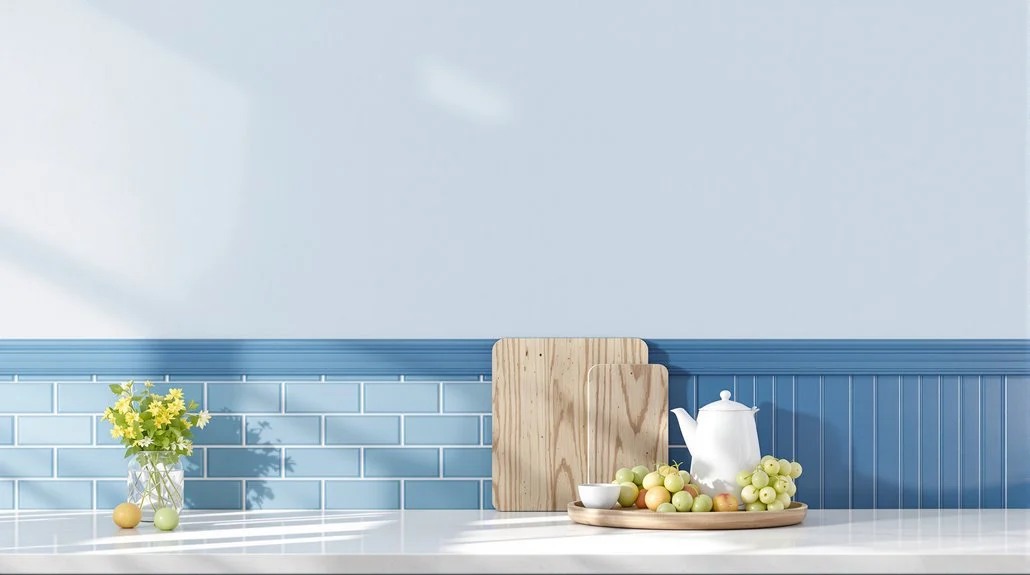 blue toned kitchen walls for serenity