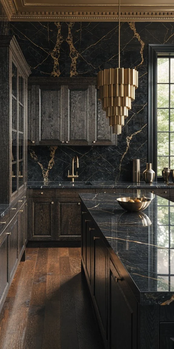 bold black and gold backsplash sophistication