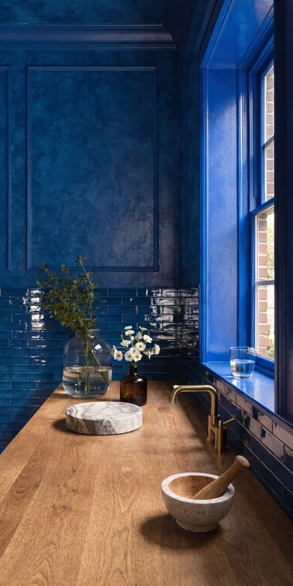 bold navy elevates kitchen drama