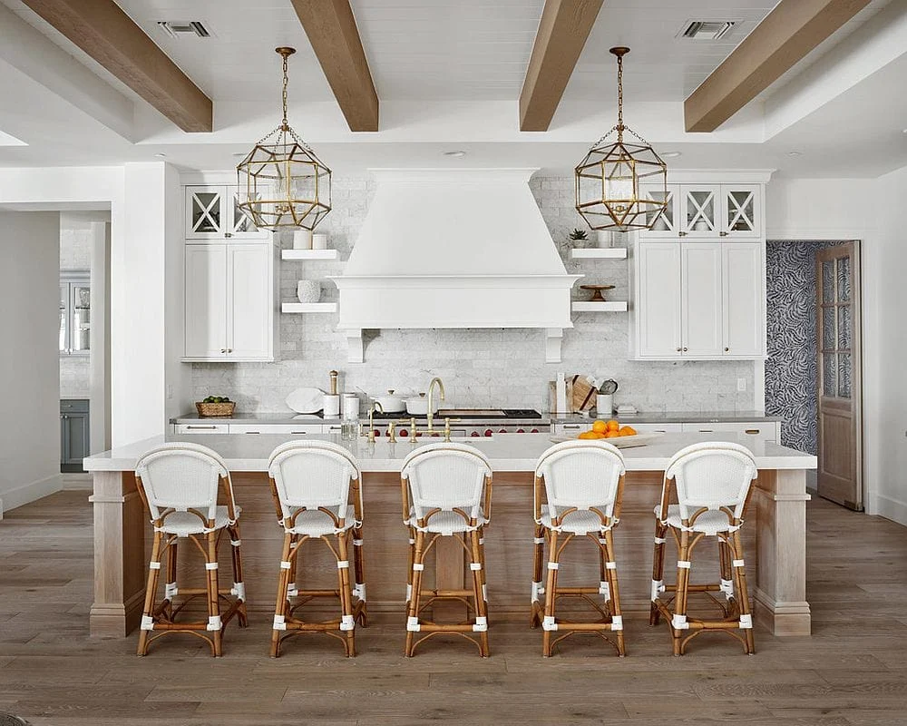 White and wood farmhouse kitchen