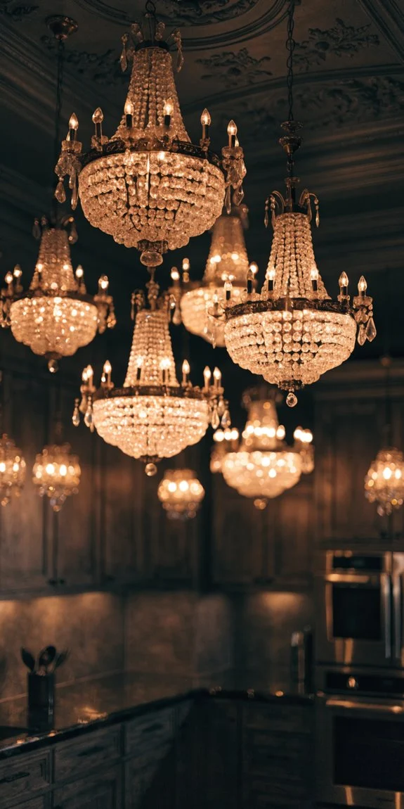 chandeliers elevate kitchen drama
