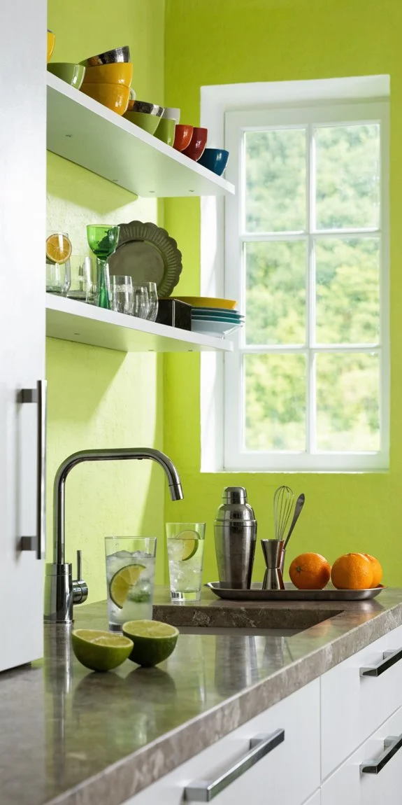 chartreuse energizes kitchen with vibrancy