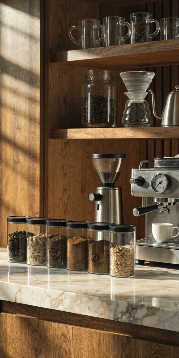 clutter free counter labeled storage