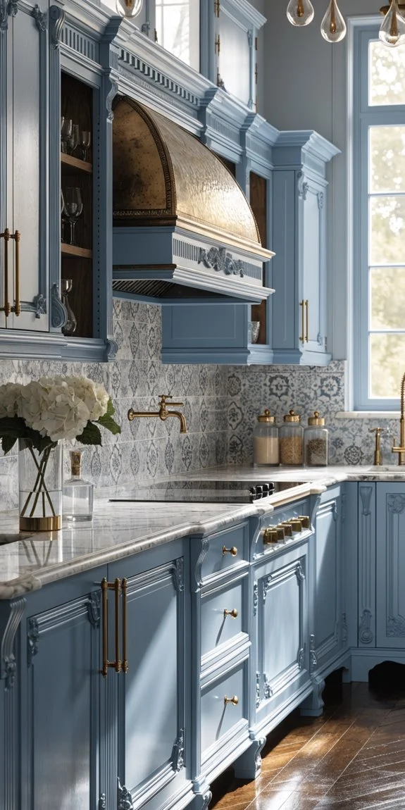coastal blue mosaic backsplash