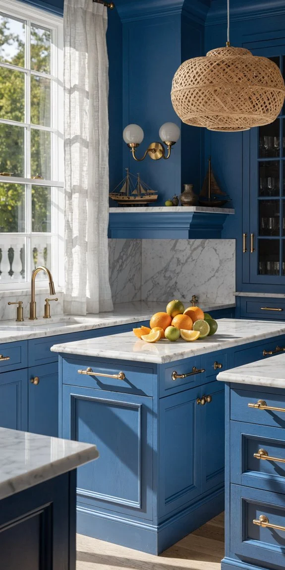 coastal french blue cabinets