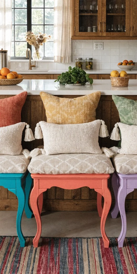 colorful kitchen bench transformations
