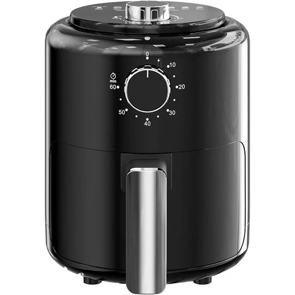 Compact 2QT Air Fryer: 4-in-1 BPA-Free Black