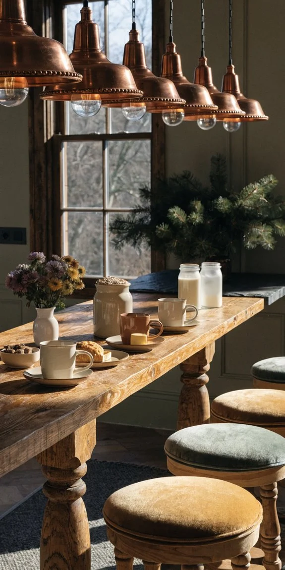 cozy rustic breakfast bar ambiance