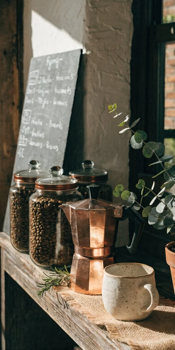 cozy rustic coffee bar elements