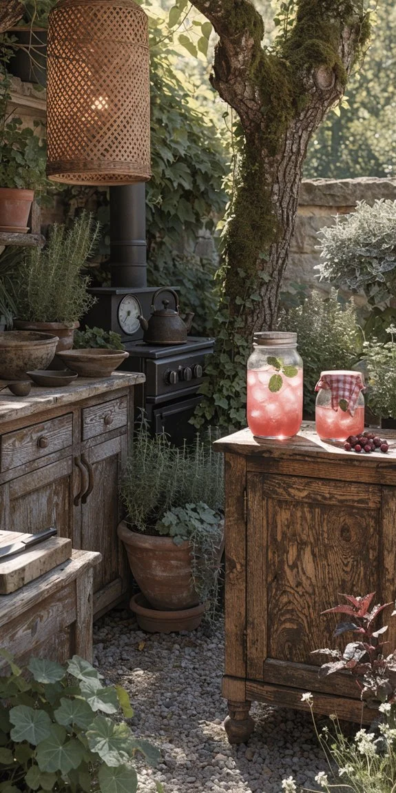 cozy rustic outdoor cooking area