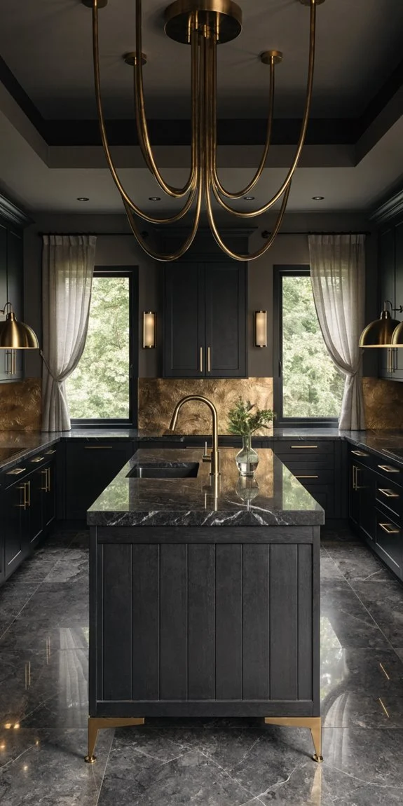 elegant black cabinets bold contrast