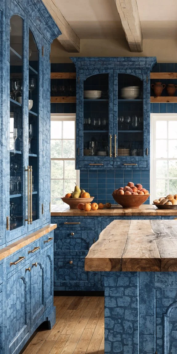 french blue with warm woods