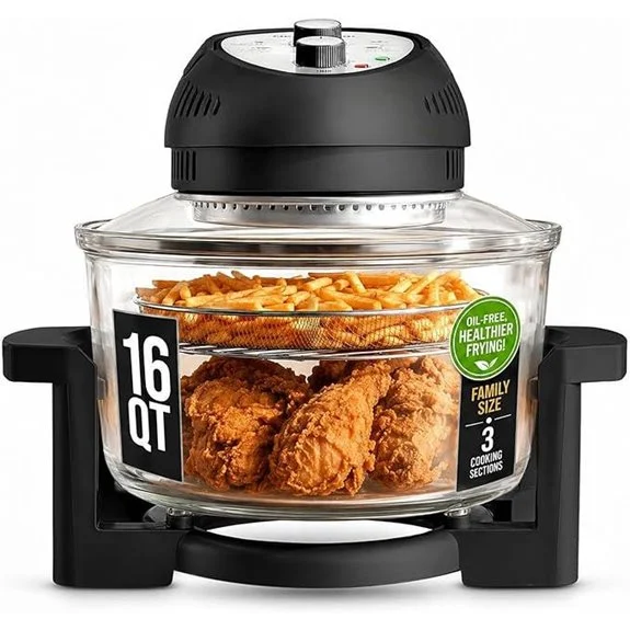Granitestone 16 Qt Glass Air Fryer with 3 Sections