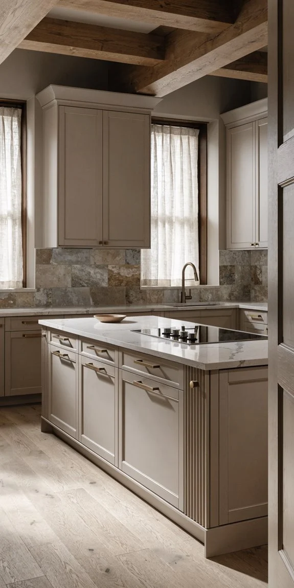 greige cabinets for balance and sophistication