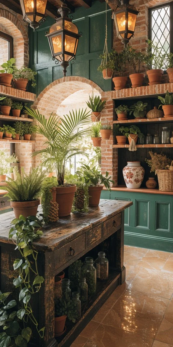 indoor herbs hanging sunlight