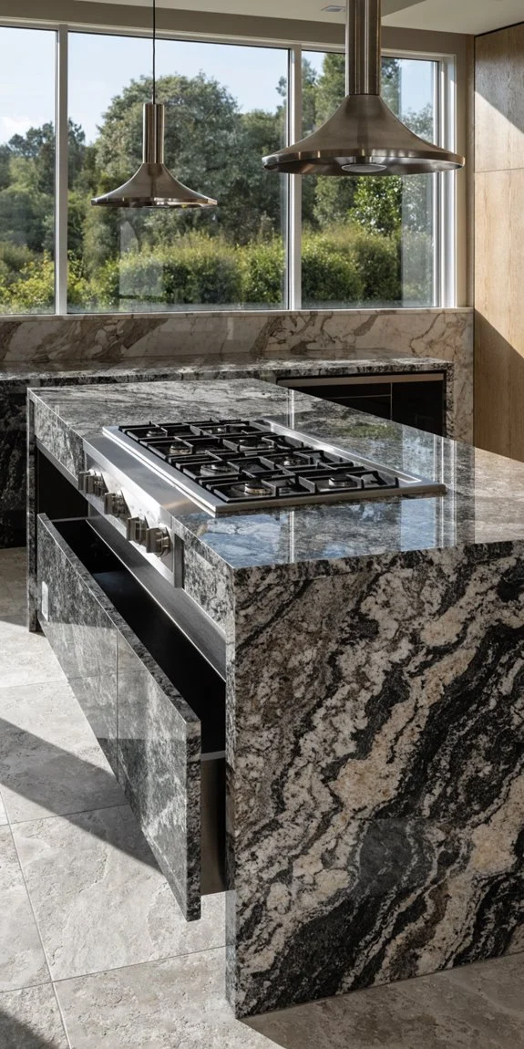 island with ventilation cookware integration outlets