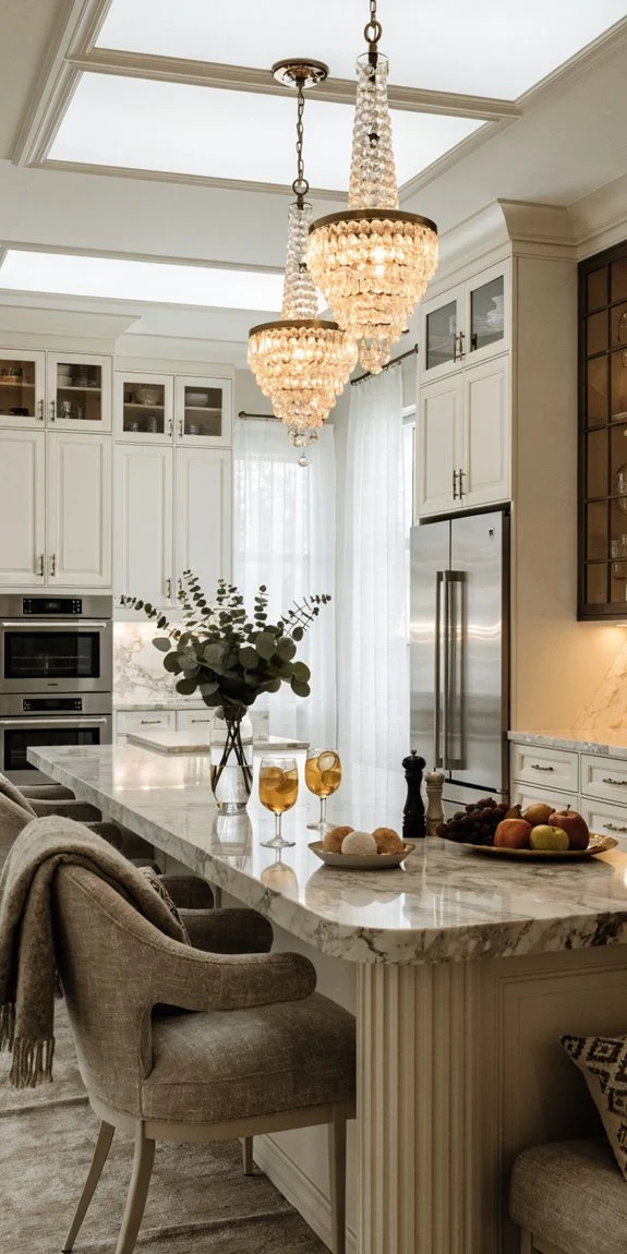 layered kitchen lighting creates warmth