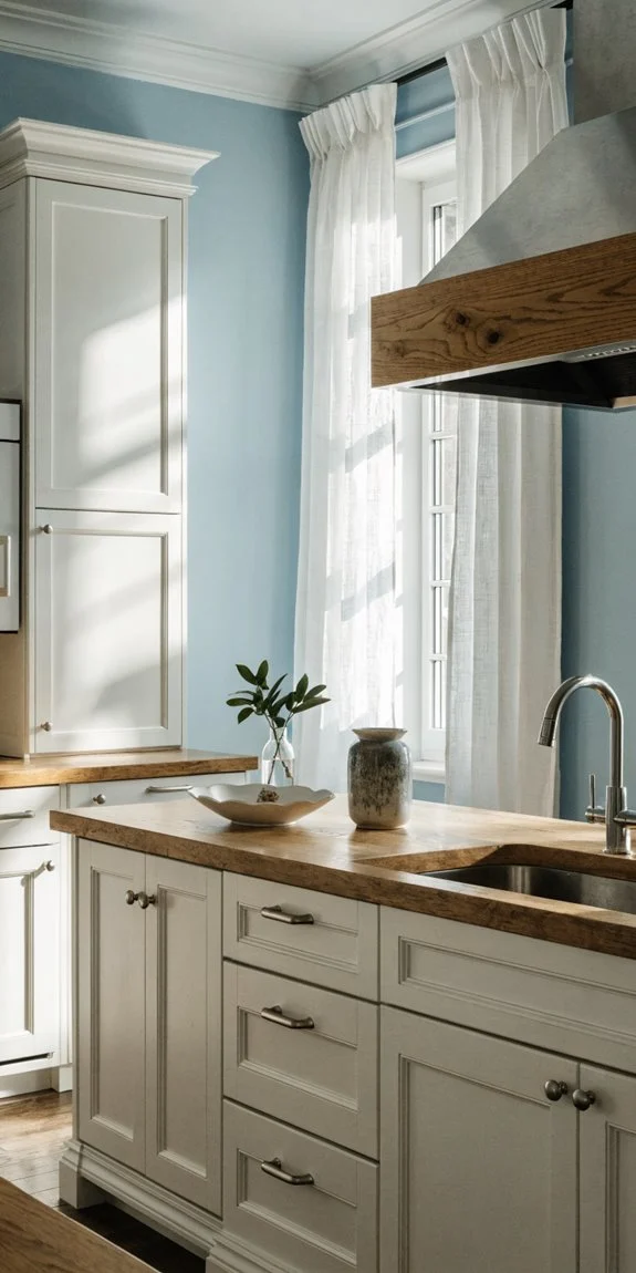 light blue walls calming kitchen sanctuary