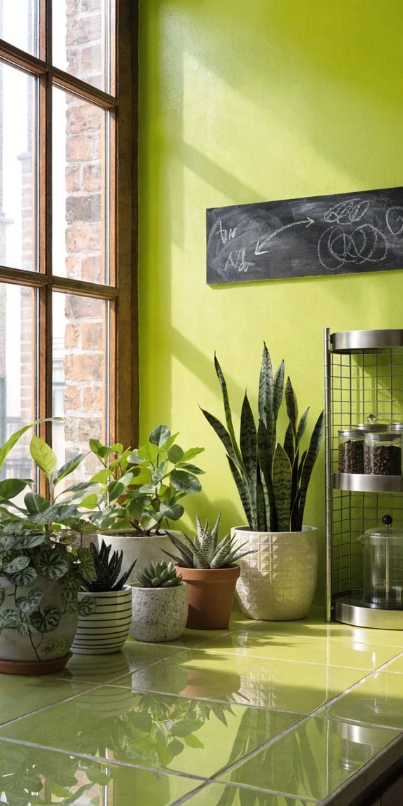lime green energizes vibrant kitchen