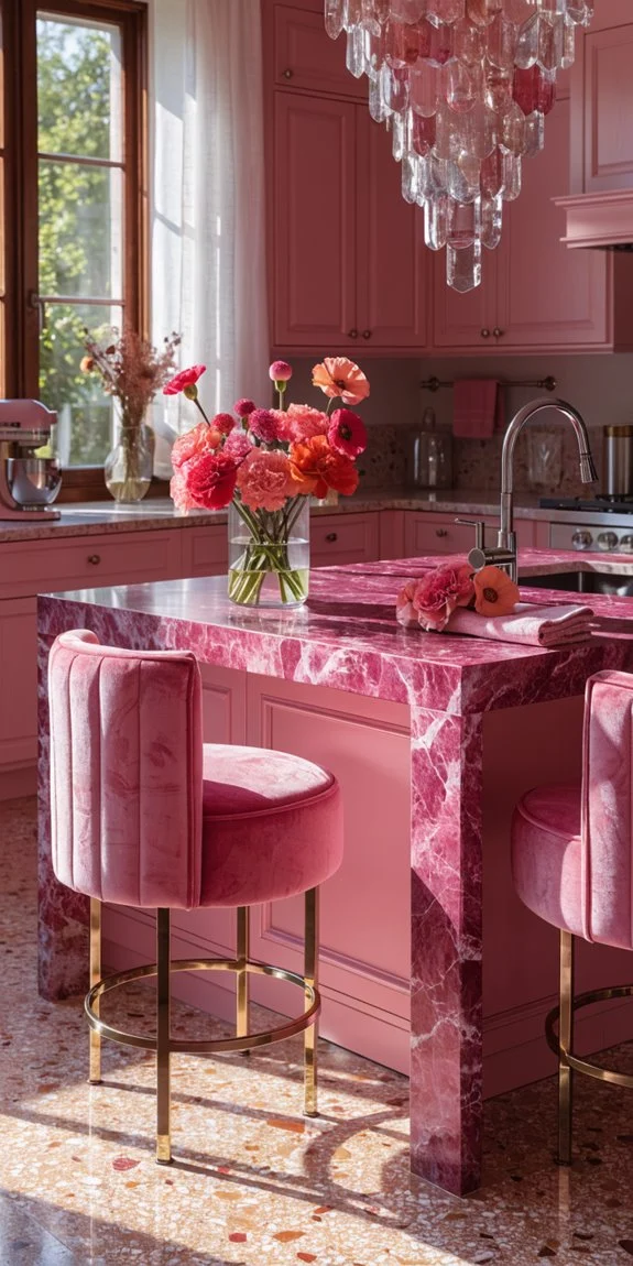 mix pink shades for kitchen charm