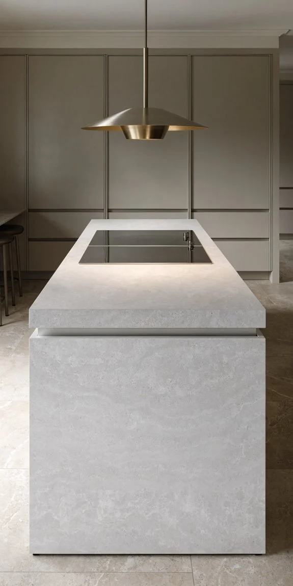 modern minimalist island with integrated stove