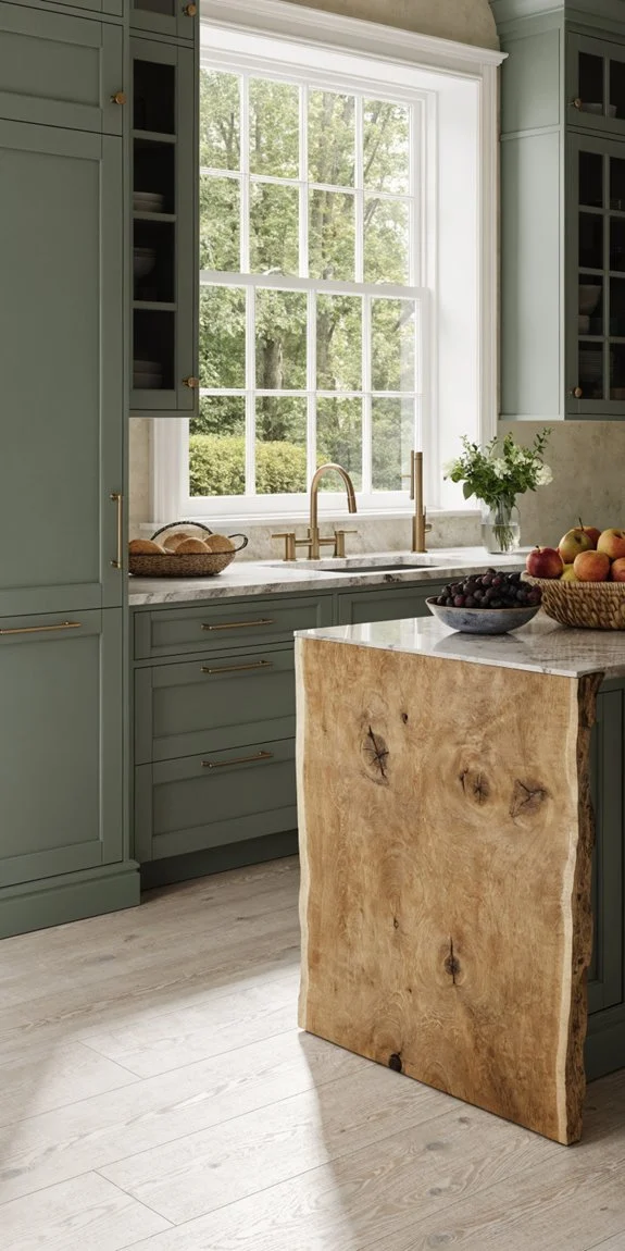 neutral walls balance sage cabinets beautifully
