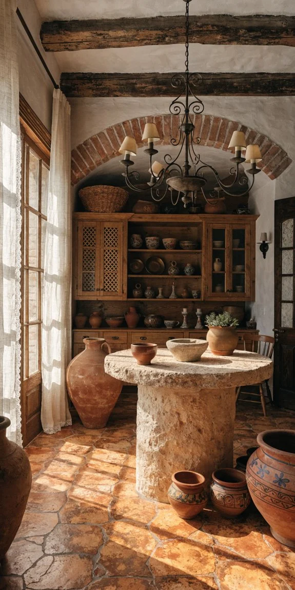 open shelves show spanish warmth